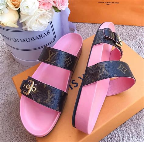 louis vuitton pink slides